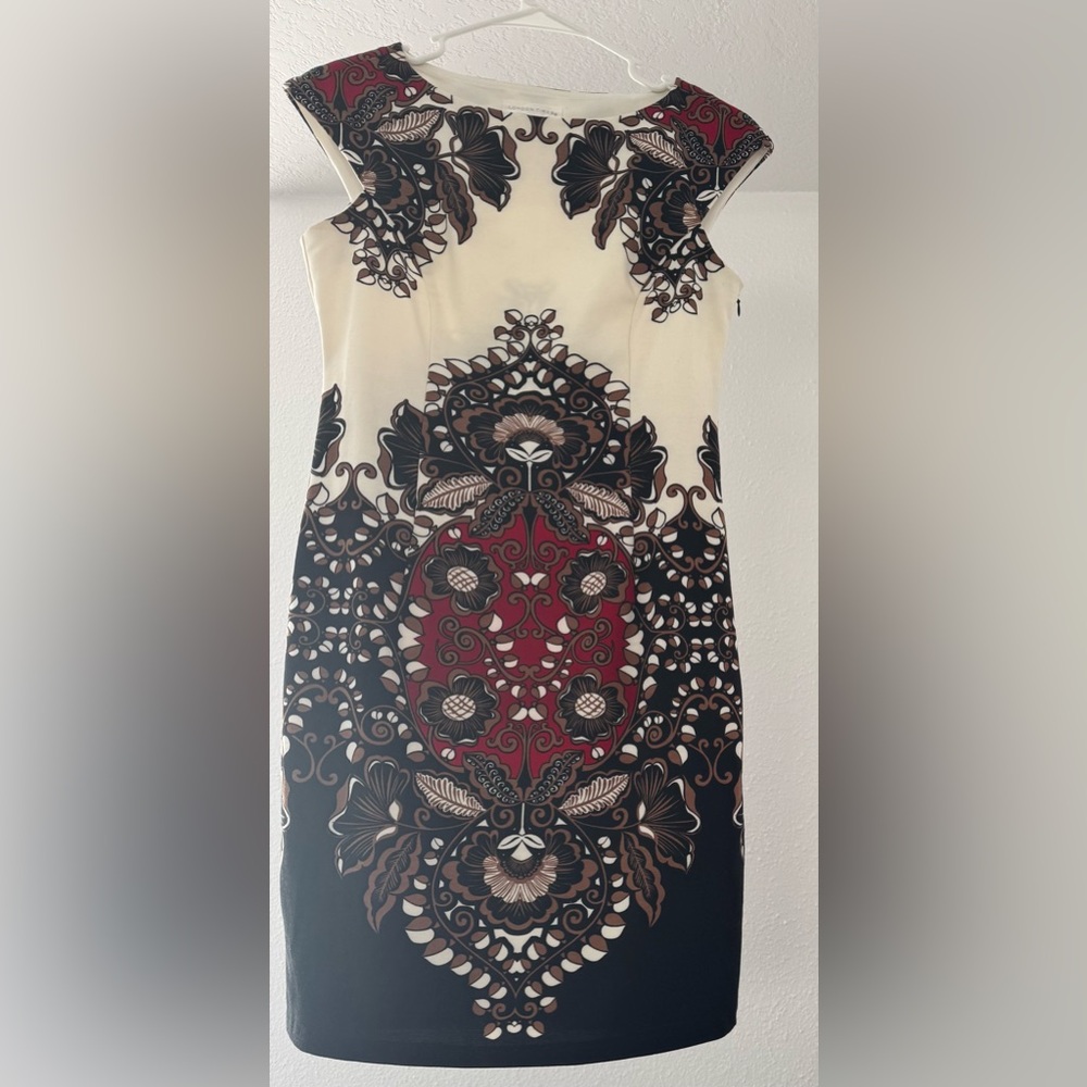 👗 London Times Brown Patterned Professional Office Knee-Length Dress | Size 4